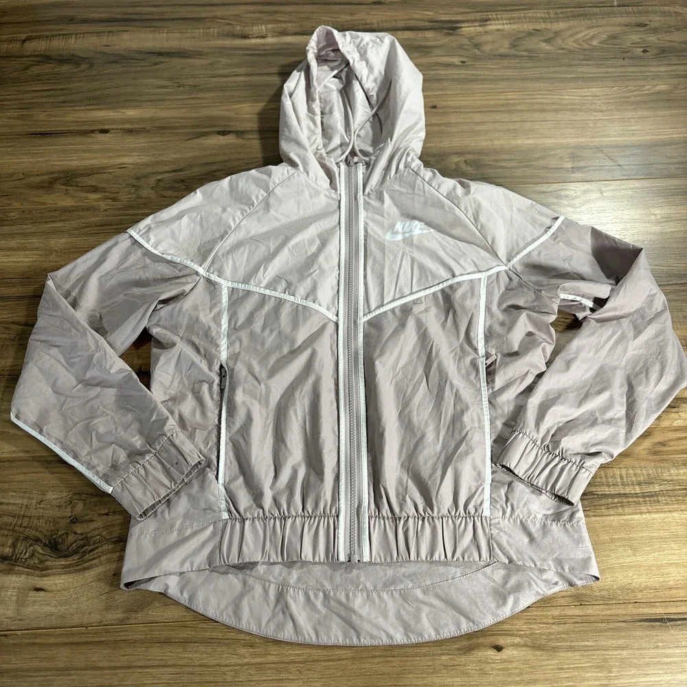 Nike Windbreaker Jacket Women's Full Zip Size Medium Pink‎